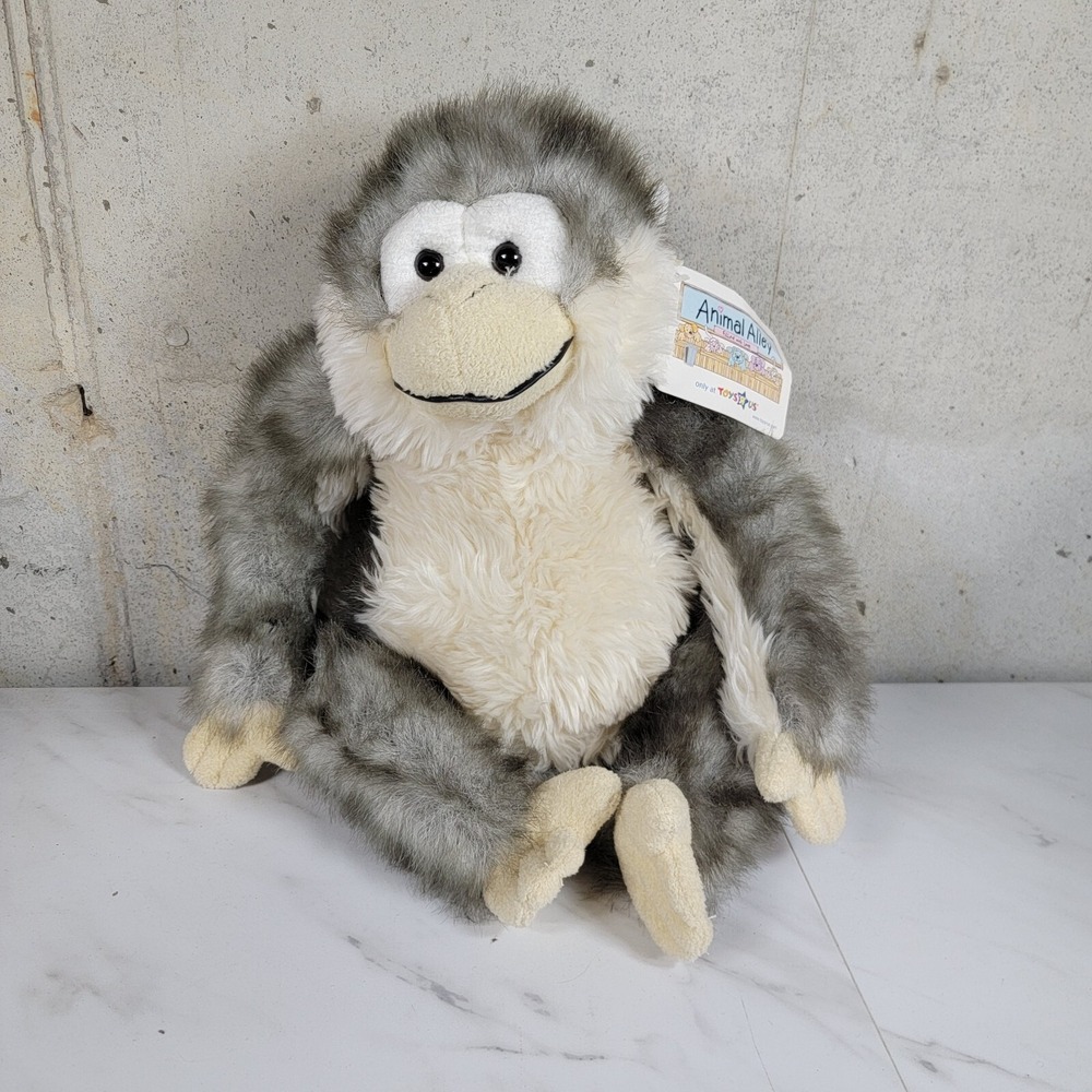Monkey Plush Stuffed‎ Animal Alley 12" Sitting Gray 2000 Toys R Us Soft Cuddly - Picture 2 of 11